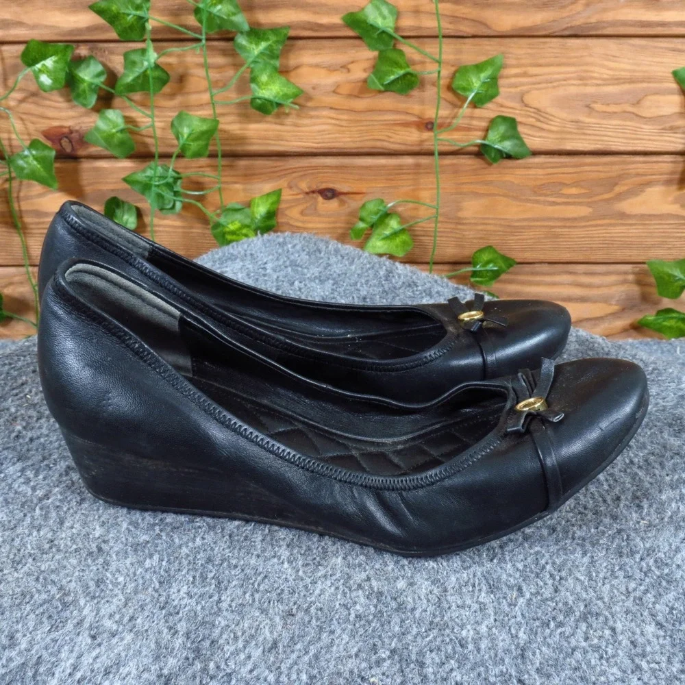 Cole Haan Tali Grand Womens Wedge Pump Sz 9 Business Professional Black Leather